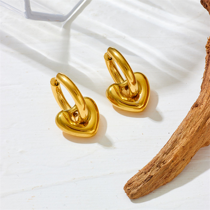1 Pair Simple Style Commute Solid Color Plating Stainless Steel  18K Gold Plated Hoop Earrings