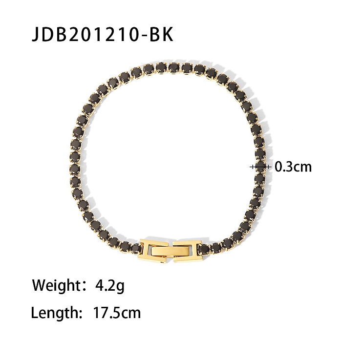 Fashion Solid Color Stainless Steel Bracelets Gold Plated Inlay Zircon Stainless Steel Bracelets