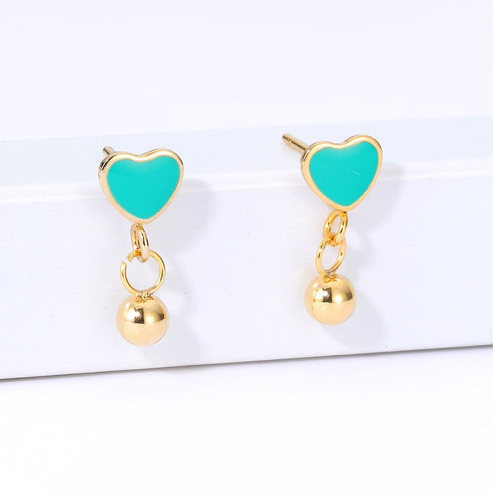Boucles d'oreilles pendantes simples en acier inoxydable avec galvanoplastie en or 18 carats