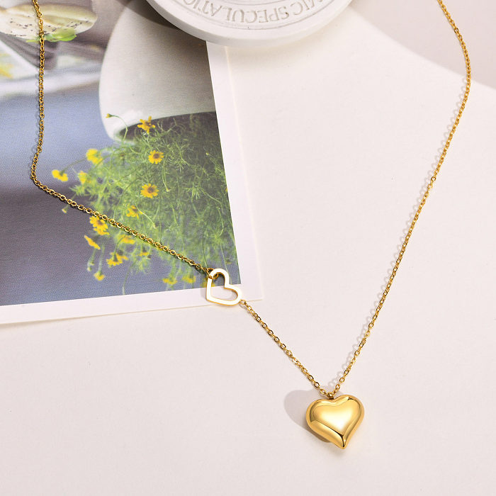Fashion Heart Shape Stainless Steel  Stainless Steel Plating Pendant Necklace 1 Piece