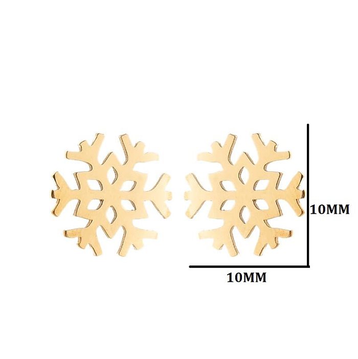 Moda floco de neve chapeamento de aço inoxidável brincos 1 par