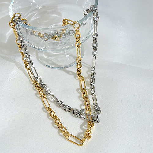Geometrische Retro-Halskette mit Edelstahlbeschichtung, 1 Stück