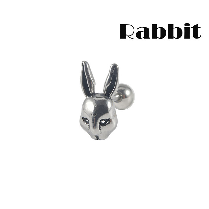 Boucles d'oreilles en acier inoxydable plaqué or, 1 pièce, Style Simple, lapin, bétail, mouton, cartilage