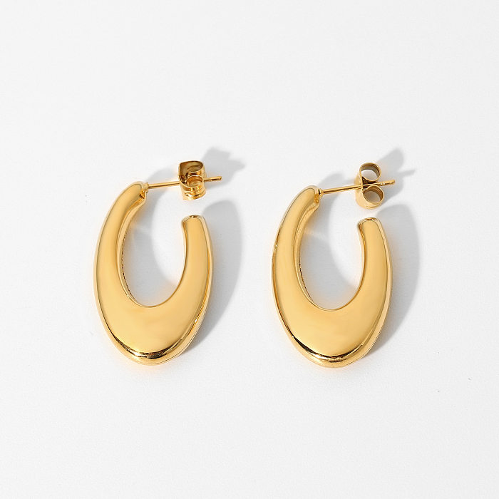 Europäische und amerikanische INS-Stil-Ohrringe, 18 Karat Gold, Edelstahl, modische geometrische ovale Ohrringe