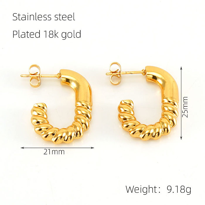 1 Pair Elegant Square Water Droplets Polishing Plating Stainless Steel  18K Gold Plated Earrings