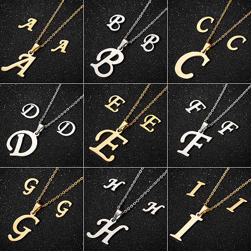 1 ensemble de colliers à pendentif ajourés plaqués en acier inoxydable avec lettres de Style Simple