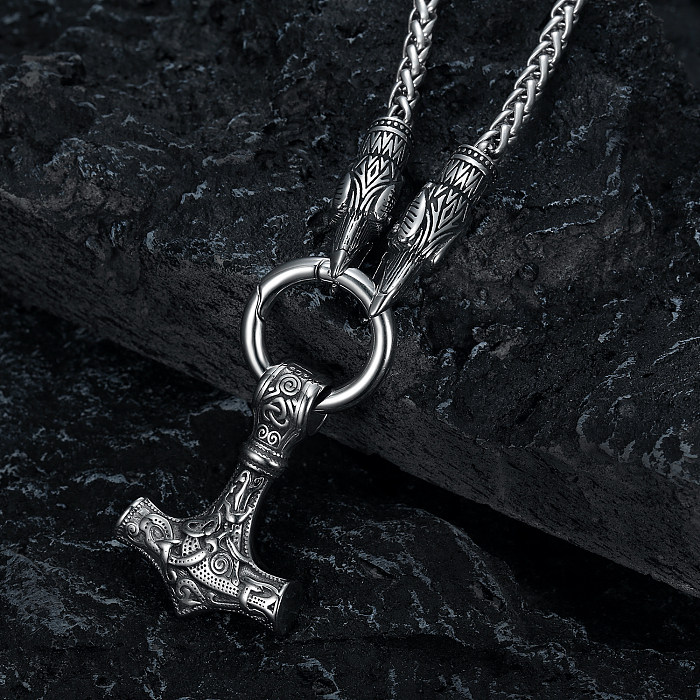 Retro Hammer Stainless Steel  Pendant Necklace
