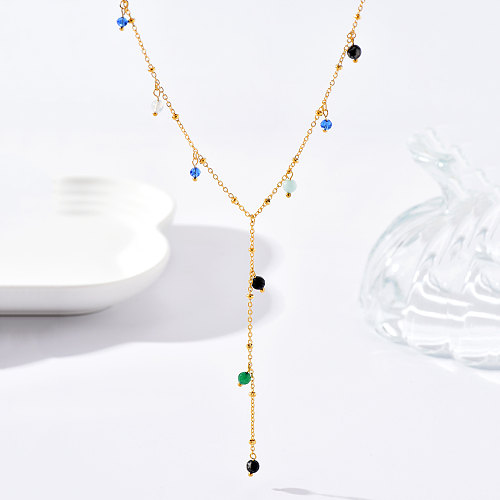 Collier pendentif fait main en acier inoxydable, 1 pièce, Style Simple, points ronds, perles