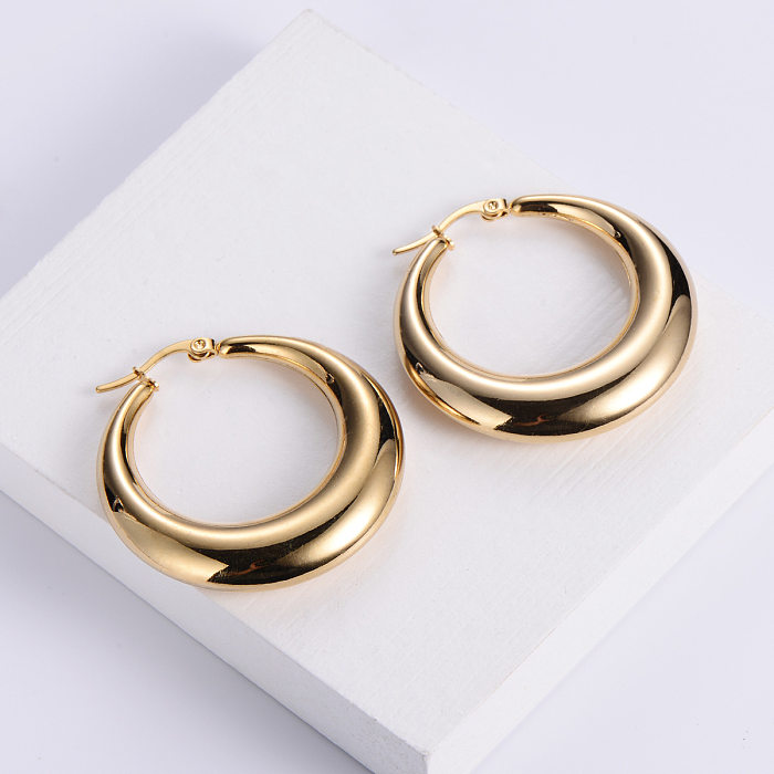 Wholesale Jewelry Stainless Steel Polished Round Hollow Earrings jewelry