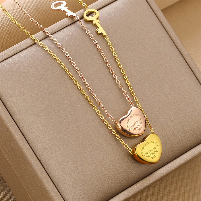 Simple Style Letter Heart Shape Stainless Steel Plating Necklace 1 Piece
