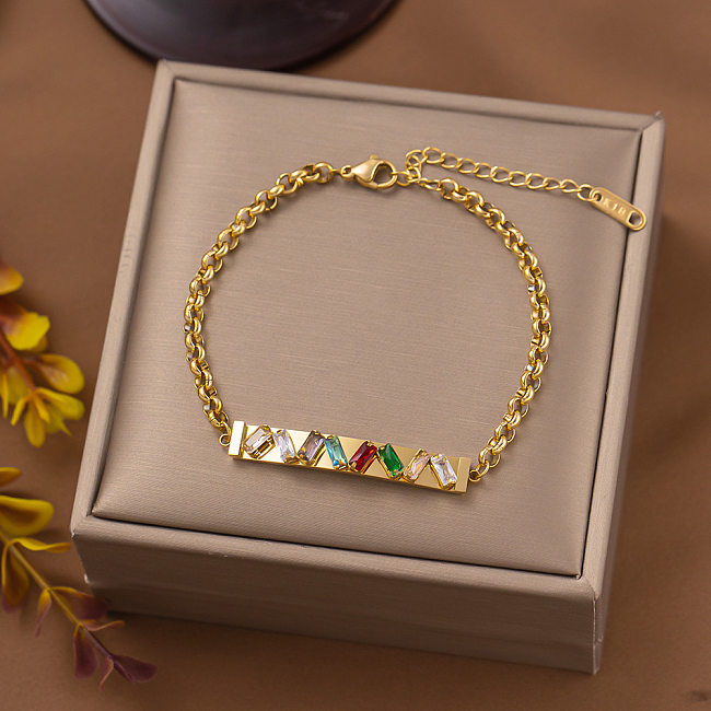 Bracelets de Zircon incrustés de placage d'acier de titane multicolore de dame