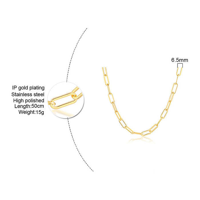 Simple Style Solid Color Stainless Steel  Plating 18K Gold Plated Necklace