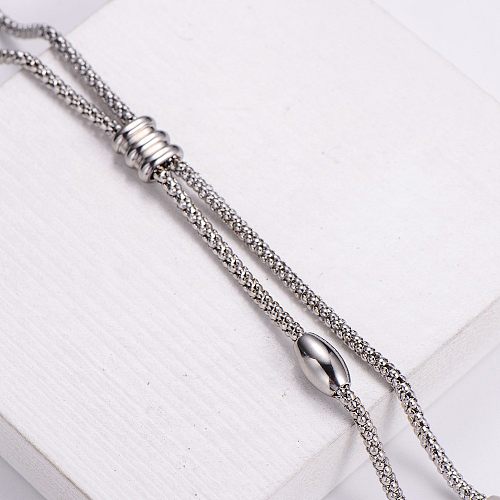 Retro Curve Stainless Steel  Plating Chain Necklace 1 Piece