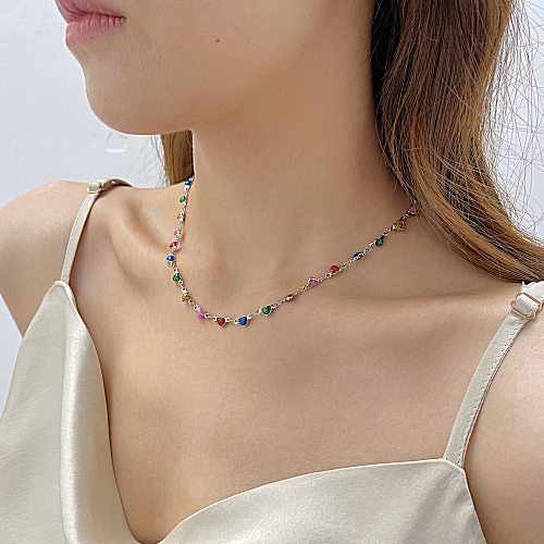 Süße bunte herzförmige Edelstahl-Emaille-Halskette