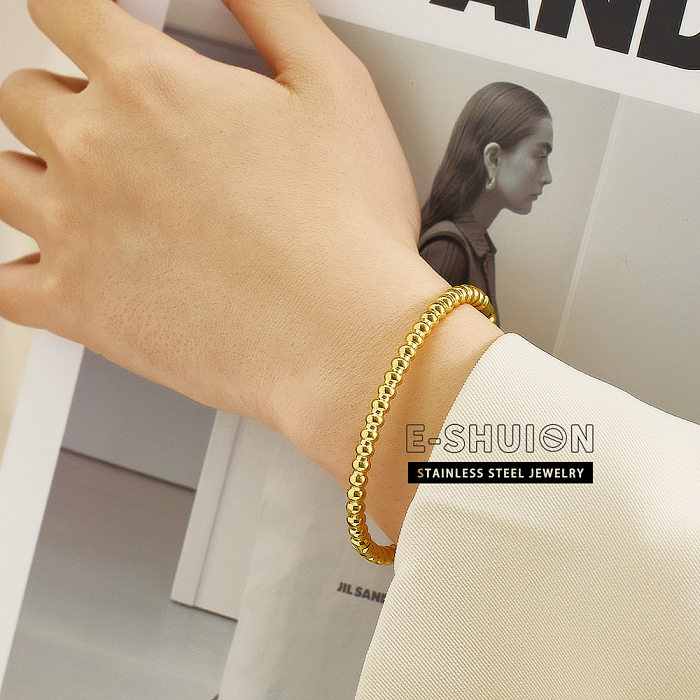 Simple Style Solid Color Titanium Steel Plating Bangle