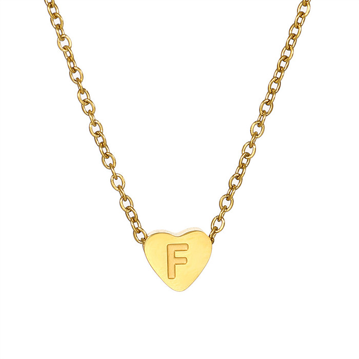Pendentif de collier de placage d'acier inoxydable de forme de coeur de lettre de style simple