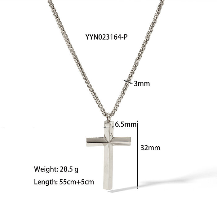 Commute Cross Stainless Steel  Plating 18K Gold Plated Pendant Necklace