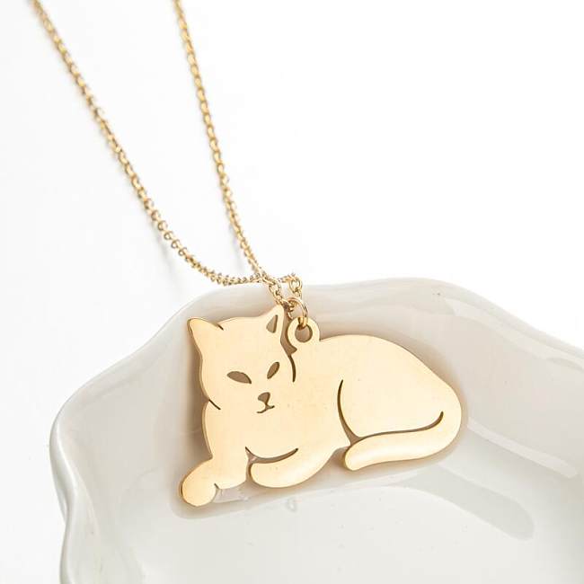 Fashion Cat Stainless Steel  Stainless Steel Plating Pendant Necklace 1 Piece