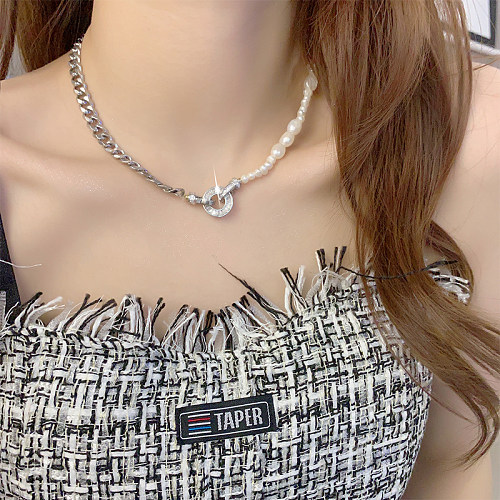 Luxurious Baroque Style Commute Geometric Stainless Steel  Alloy Plating Inlay Zircon Necklace