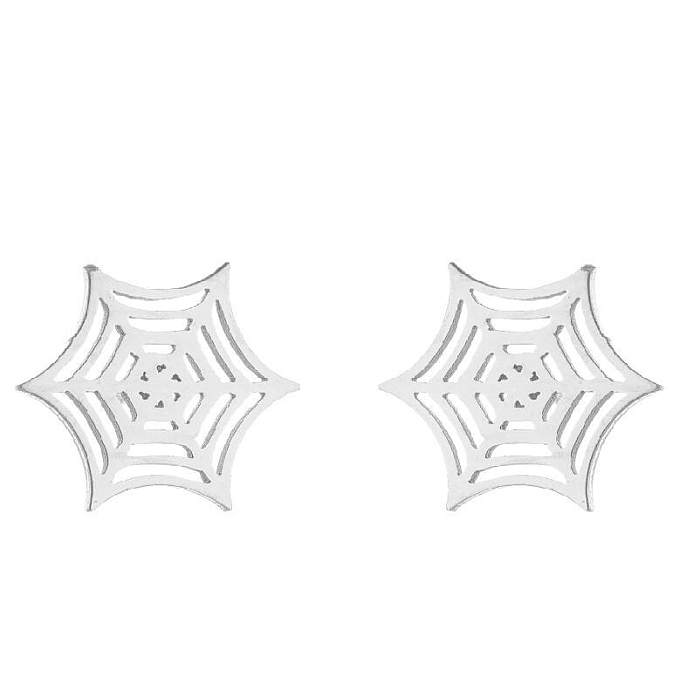 1 Pair Fashion Spider Web Stainless Steel Plating Ear Studs