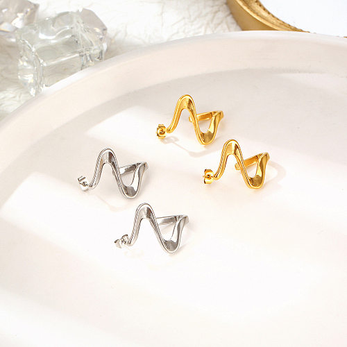 1 Pair Simple Style Abstract Plating Stainless Steel Ear Studs