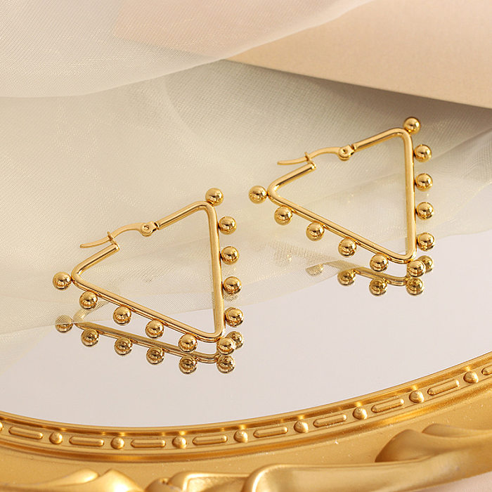 Fashion Triangle Round Square Stainless Steel  Plating Earrings 1 Pair
