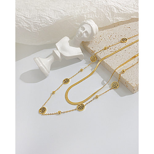 Fashion Tree Mehrschichtige Halsketten aus Edelstahl mit Beschichtung aus Edelstahl