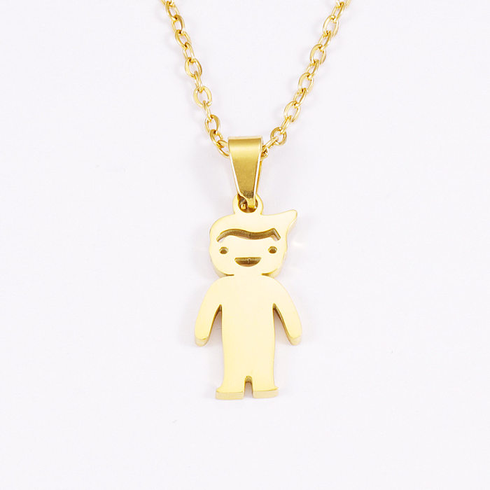 Casual Cute Human Stainless Steel  Polishing Plating 18K Gold Plated Rose Gold Plated Pendant Necklace
