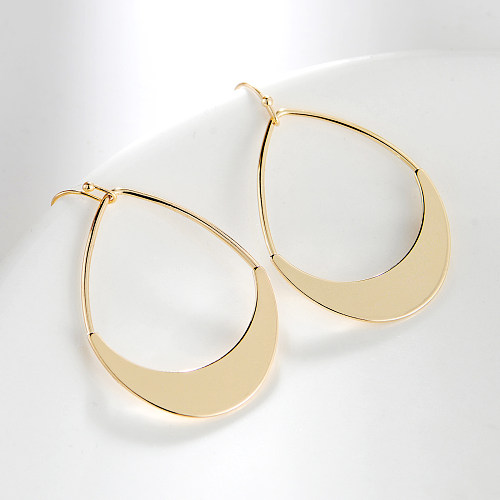 1 Pair Simple Style Water Droplets Plating Hollow Out Stainless Steel  Gold Plated Silver Plated Drop Earrings