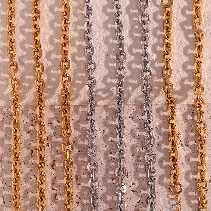 Schlichter Stil, klassischer Stil, einfarbig, Edelstahl-Beschichtung, 18-karätig vergoldete Halskette