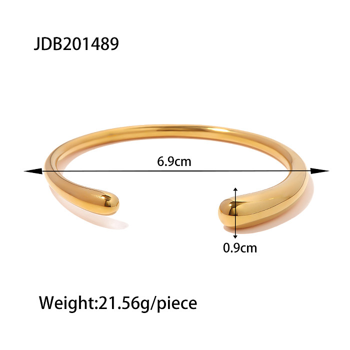 Simple Style Solid Color Stainless Steel Plating 18K Gold Plated Cuff Bracelets