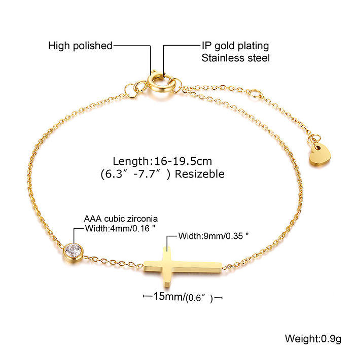 Bracelets plaqués or 18 carats avec incrustation en acier titane rond de style simple