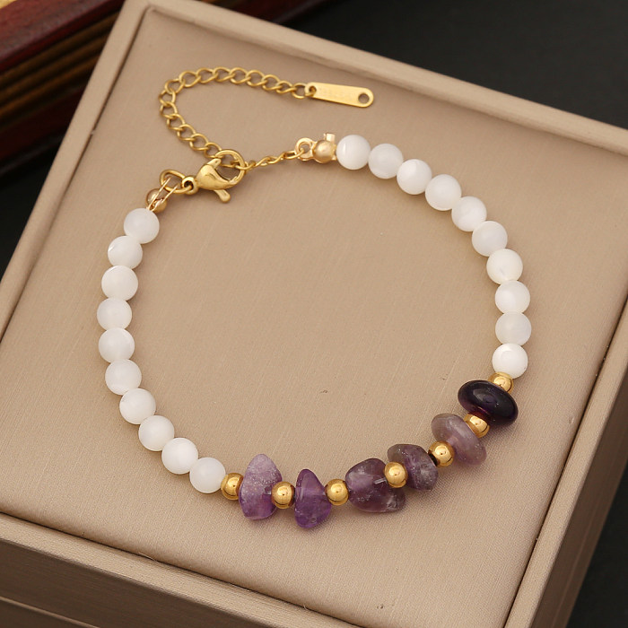 Bracelets en perles de coquillage en pierre naturelle, 1 pièce, géométrique, en acier inoxydable, à la mode