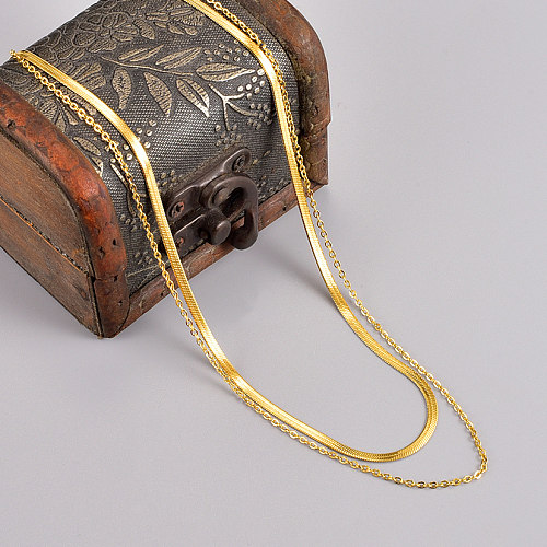 Simple Style Geometric Stainless Steel Layered Necklaces Plating Stainless Steel  Necklaces