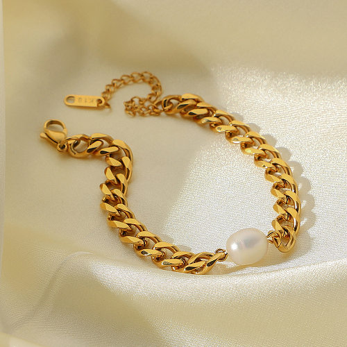 Mode nouveau bracelet de perles de chaîne cubaine en acier inoxydable