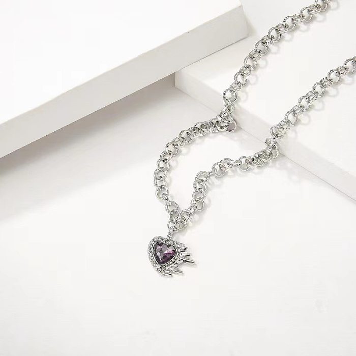 Collar de diamantes de imitación con incrustaciones de acero inoxidable y mariposa, flor y letras a la moda, 1 pieza