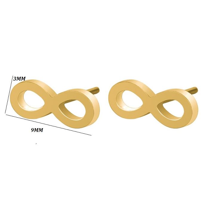 1 Pair Modern Style Simple Style Classic Style Number Polishing Plating Stainless Steel  18K Gold Plated Ear Studs