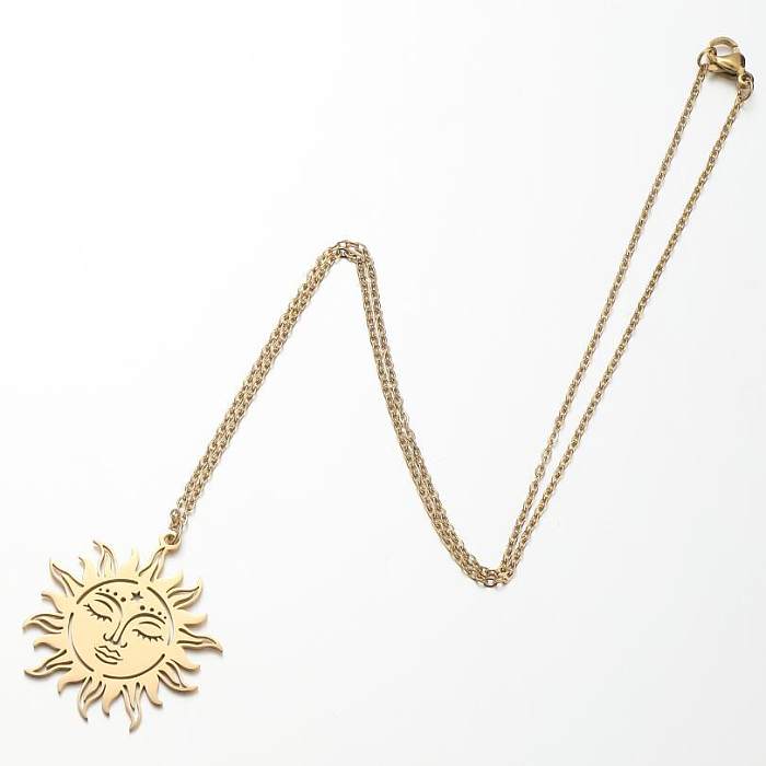 Retro Sun Stainless Steel Plating Necklace