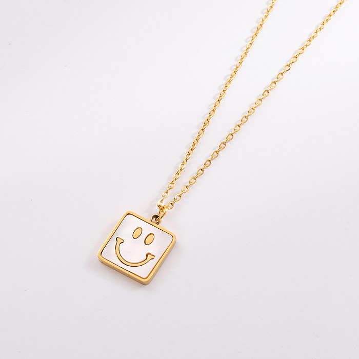 Simple Style Letter Smiley Face Butterfly Stainless Steel  Stainless Steel Patchwork Pendant Necklace