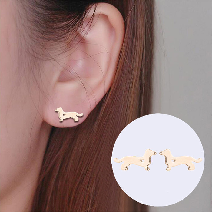 Fashion Dog Stainless Steel  Earrings Ear Studs Plating No Inlaid Stainless Steel  Earrings