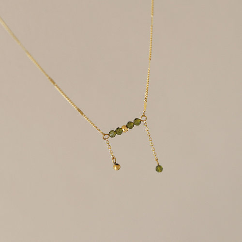 Elegante geometrische Edelstahl-Halskette mit künstlicher Kristall-Edelstahl-Halskette