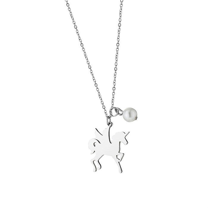 Simple Style Notes Stainless Steel  Polishing Pendant Necklace