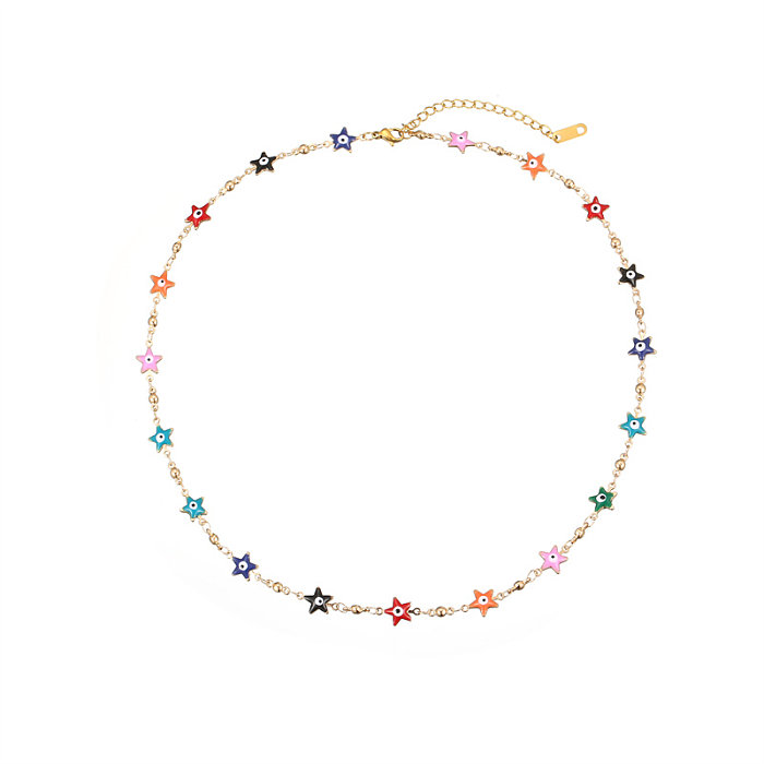 Cute Simple Style Color Block Stainless Steel  Stainless Steel Beaded Plating Beads Gold Plated Necklace