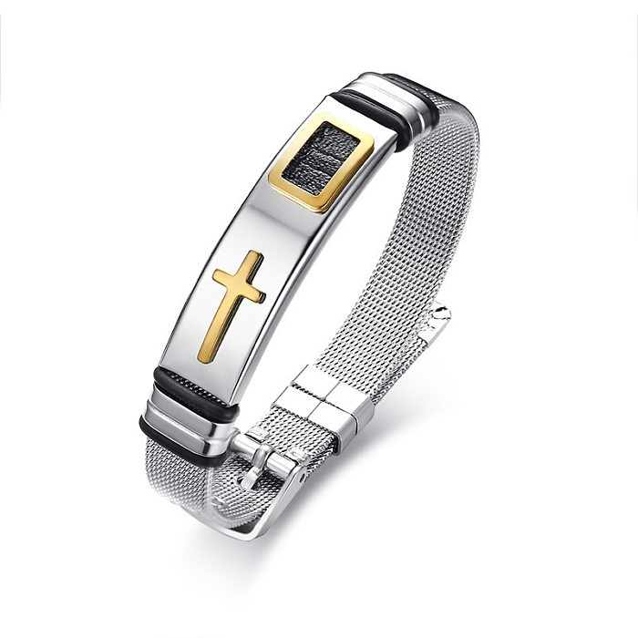 Simple Style Cross Stainless Steel Plating Bangle