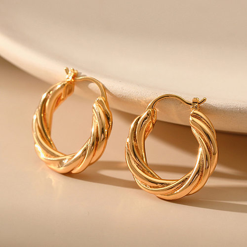 1 Paar lässiger, moderner Stil, klassischer Stil, einfarbige Edelstahl-Ohrringe mit 14-Karat-Vergoldung