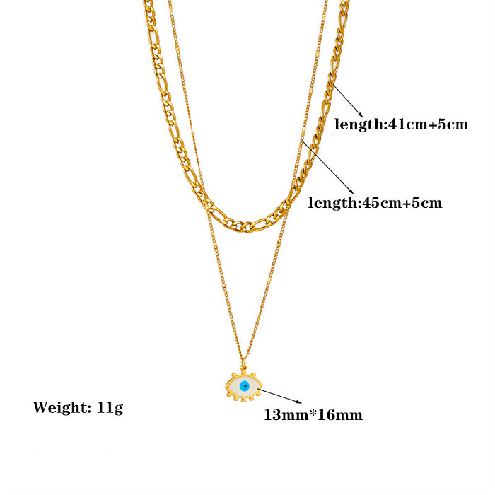 Streetwear Eye Stainless Steel Plating Layered Necklaces