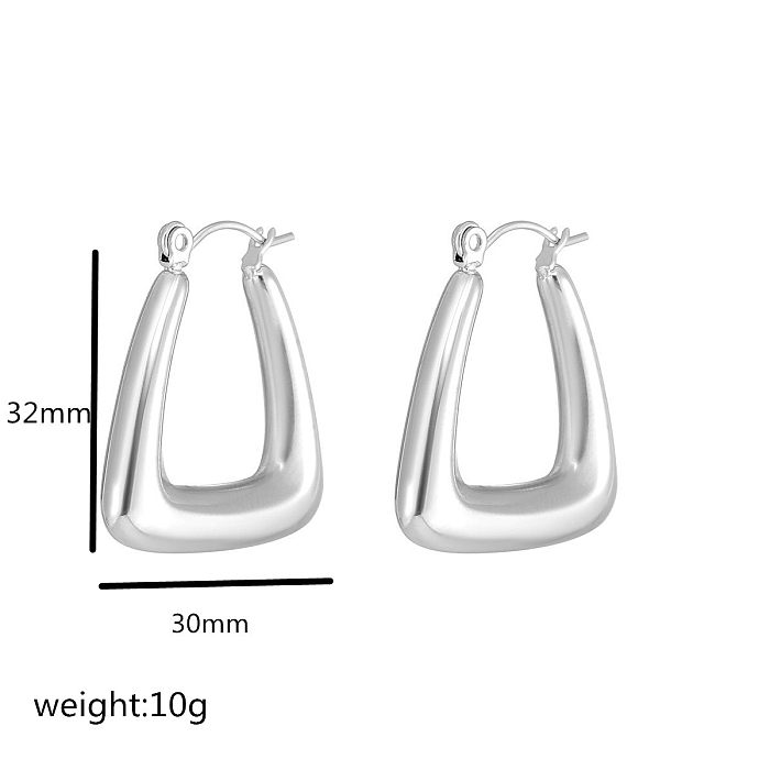 Boucles d'oreilles créoles en acier inoxydable, Style Simple, placage carré, 1 pièce