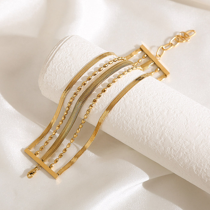 Lässige, unregelmäßige, vergoldete Halskette aus Edelstahl mit Emaille-Beschichtung