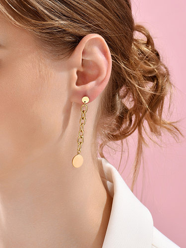 Boucles d'oreilles pendantes géométriques en acier inoxydable, chaîne, boucles d'oreilles en acier inoxydable, 1 paire