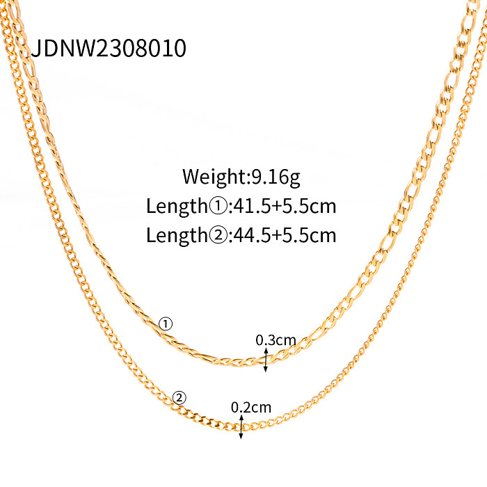 Elegant Modern Style Solid Color Stainless Steel  Plating 18K Gold Plated Layered Necklaces